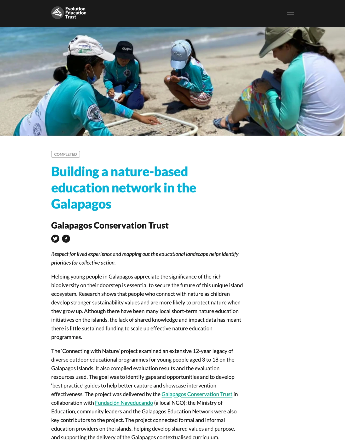 Nature-based education in the Galapagos
