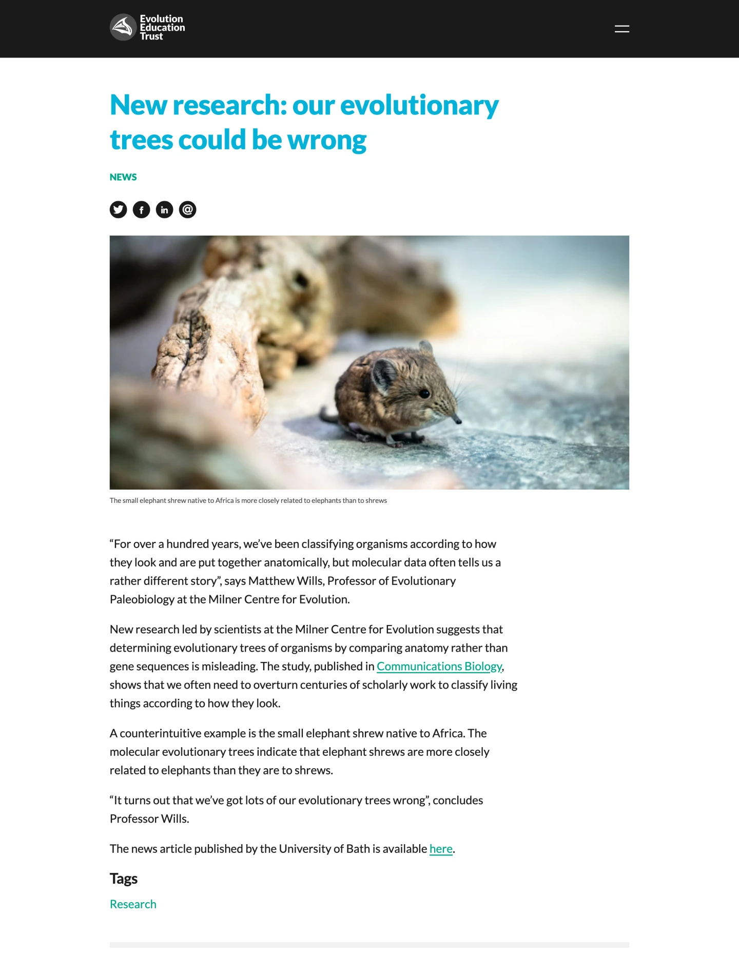 Evolutionary research article